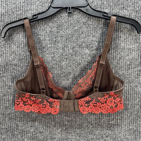 Wacoal Embrace Lace Bra 36D Underwire Unlined Brown Orange Embroidered 65191 - Picture 3 of 8